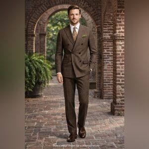 NEW! Roundtree & Yorke Paisley Tie - Brown, Yellow, Blue